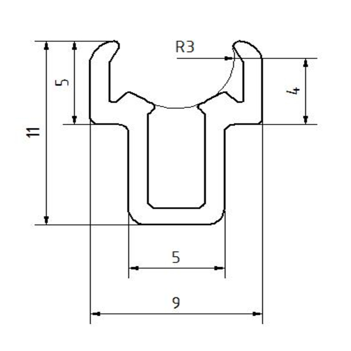 Clamp for Ø6mm shaft, profile with 5mm I-type slot