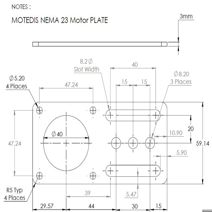 Plaat motorfäste NEMA 23, laserskuren