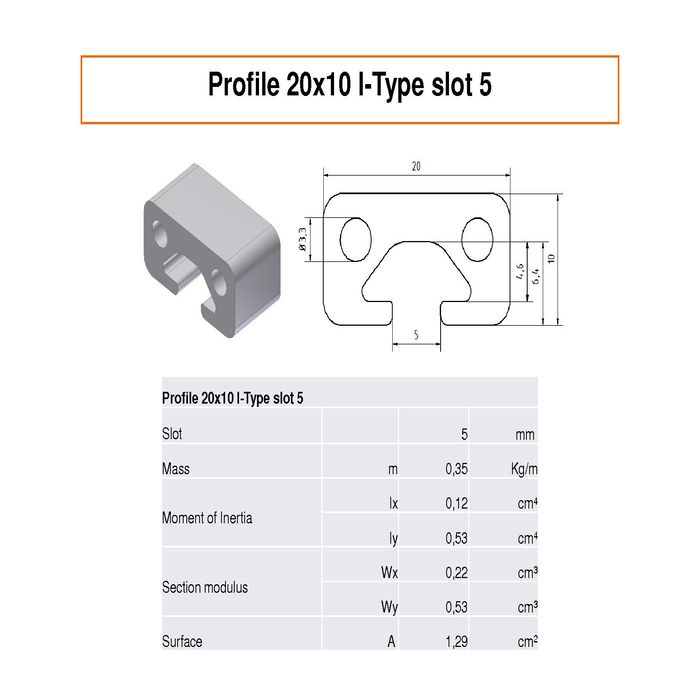 Profile 20x10 I-Type slot 5