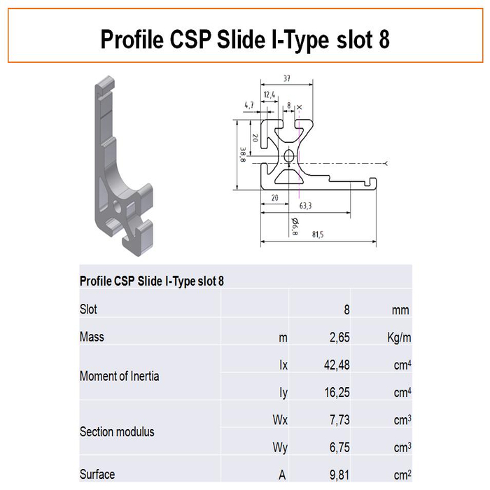 Profil CSP Slide I-Type Slot 8