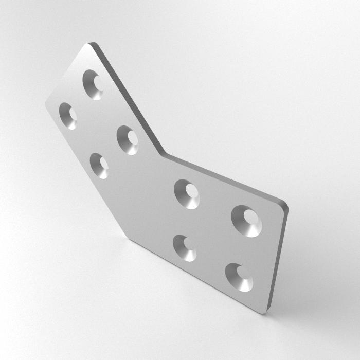 Kopplingsplatta i laserad aluminium 45° 8-hål
